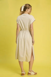 Umgee Side Slit Short Sleeve Midi Tee Dress OutfitFlow